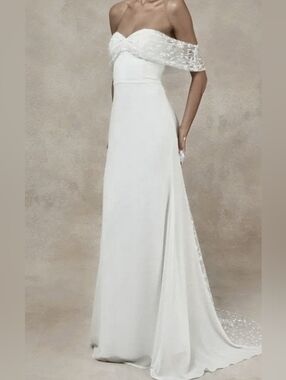 Lulus Embroidered Off-the-Shoulder Maxi Dress/ Wedding Dress